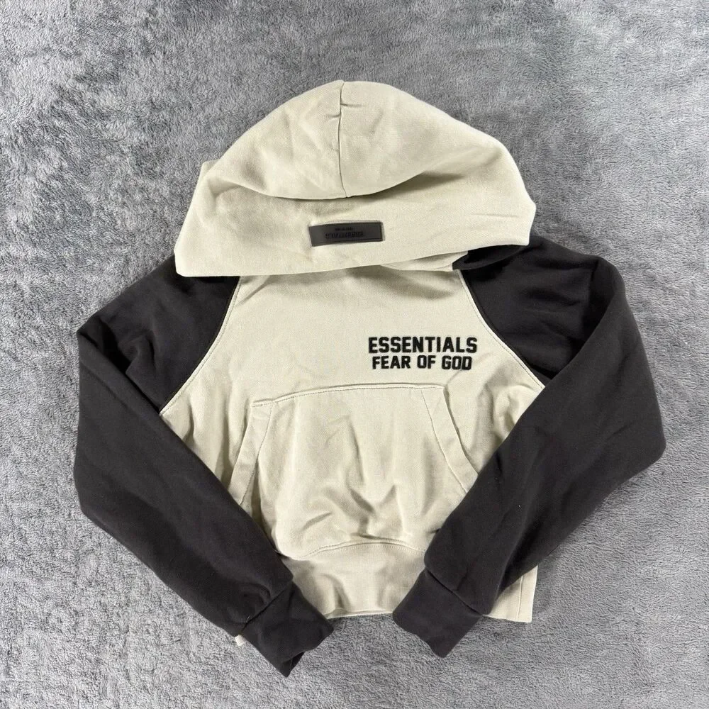 Fear of God Essentials Kids Raglan Hoodie 4/5 Wheat Grey Two Tone Sweatshirt